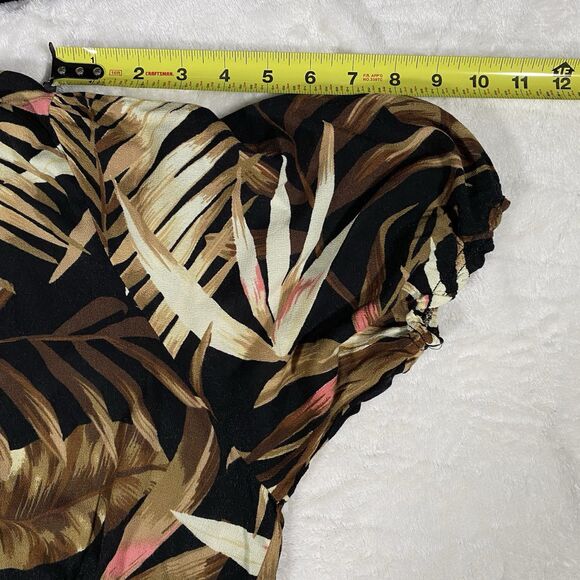 Old Navy Botanical Leaf High-Low Maxi Dress Tropical Smocked Waist Women's XL - Picture 8 of 9